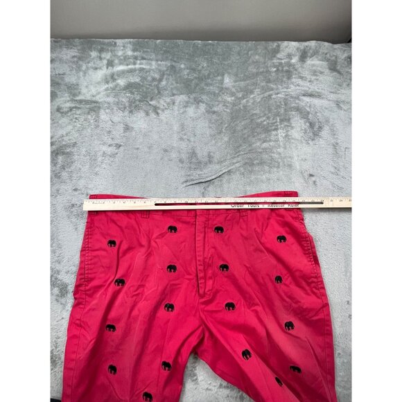 Orvis Mens 42 Red Embroidered Elephant Pattern Short Cotton RN70534 Golf Fishing - Picture 5 of 11